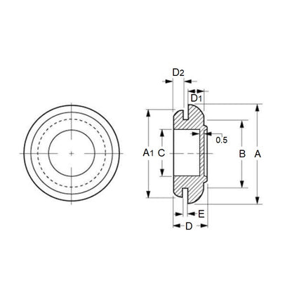 1075283 | GC-072-054-102-R17 (Per Card) --- Natural Rubber Grommets - 7.2x5.4x10.2 mm Closed - Natural Rubber Grommet