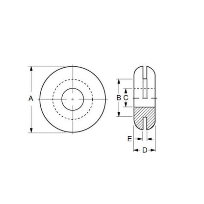 1064167 | GO-060-035-090-E12 (PK-10) --- EPDM Rubber Grommets - 6x3.5x9 mm Open - EPDM Grommet
