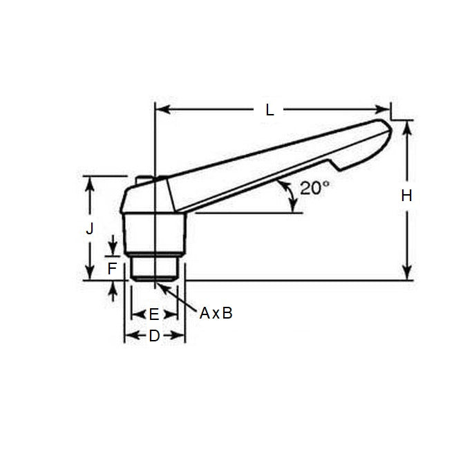 1064009 | KHD-208RS (Each) --- Adjustable Tapped and Reamed Handles - M6 - 6x1mm - Plastic with Fireglass reinforcements 65 mm Handle