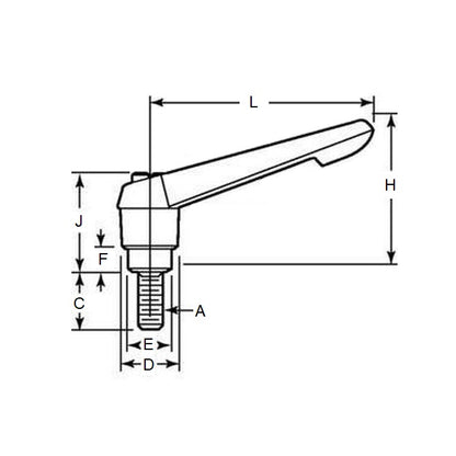 1092192 | KHD-266RS (Each) --- Adjustable Stud Handles - M10 - 10x1.5mm - 40 mm - Plastic with fibreglass reinforcement Handle