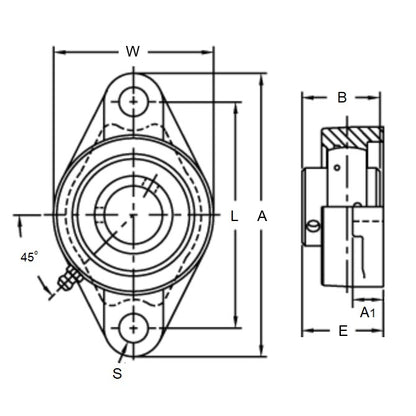 1172990 | FL204PE (Each) --- Flanged Housings - 64x113x31.95 mm 2 Bolt - Polyethylene Housing