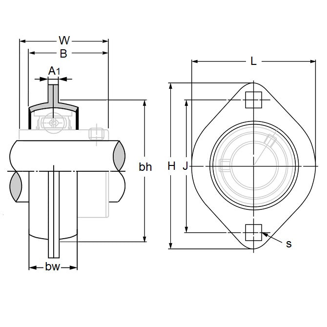 1187562 | PFL-5 (Each) --- Flanged Housings - 95x71x28.5 mm 2 Bolt - Steel Housing