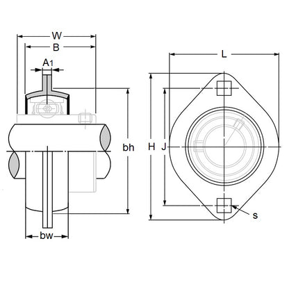 1187562 | PFL-5 (Each) --- Flanged Housings - 95x71x28.5 mm 2 Bolt - Steel Housing