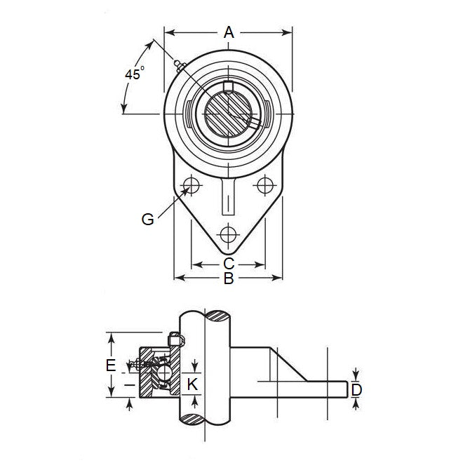1145167 | IP-207RS (Each) --- Offset Housing and Bearing Assembly - 31.75x95.25x88.9 mm Thermoplastic and Stainless