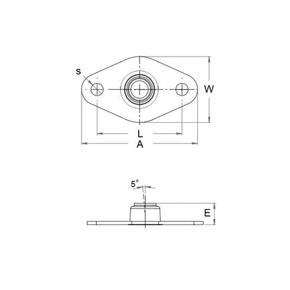 1082259 | BFM-8M-P (Each) --- Flanged 2 Bolt Housing and Bearing Assembly - 8x53x16.5 mm Aligning - PTFE Impregnated Bronze