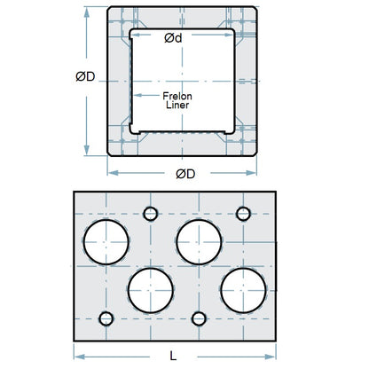 1136552 | LCSQ-0254-152-2 (Each) --- Square Housings Linear - 25.4x58.74 mm - Two Sided