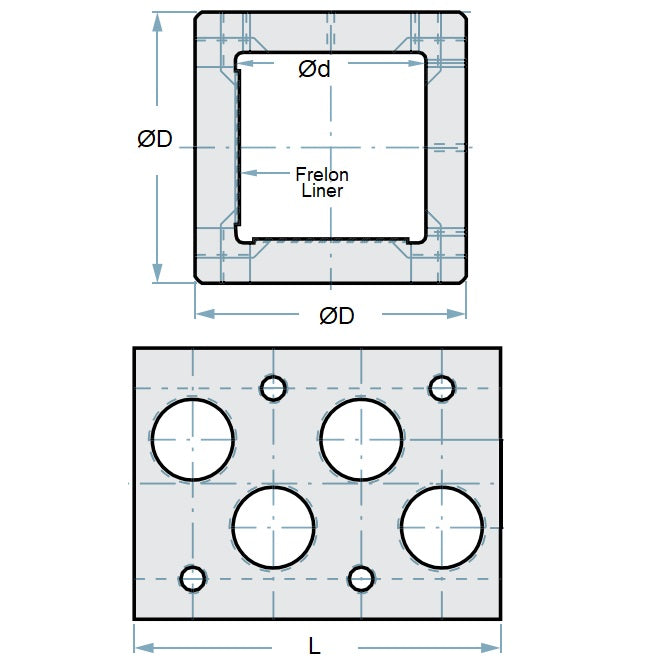 1136385 | LCSQ-0254-102-2 (Each) --- Square Housings Linear - 25.4x44.45 mm - Two Sided