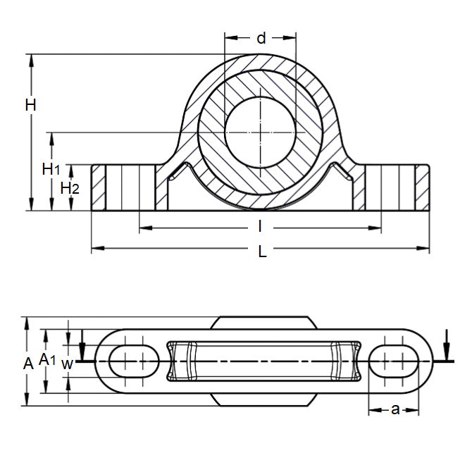 1072934 | BB-064-L280 (PK-10) --- Pillow Block Housing and Bearing Assembly - 6.35x44.45x19.81 mm Thermoplastic