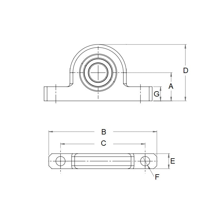 1087503 | PB1-375-B (Each) --- Pillow Block Self Aligning Housings - 9.525 mm - 979 N - Sintered Bronze SAE840 Housing