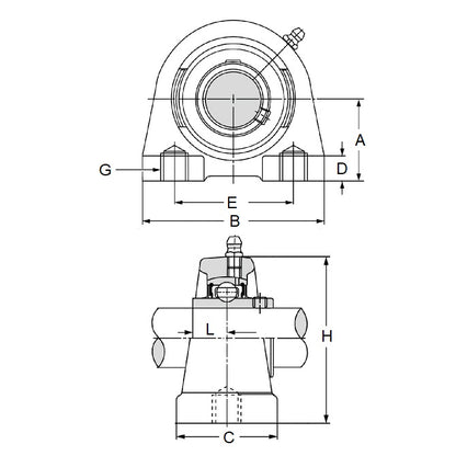 1142561 | IP-263RS (Each) --- Tapped Base Housing and Bearing Assembly - 30x42.9x102 mm Thermoplastic and Steel