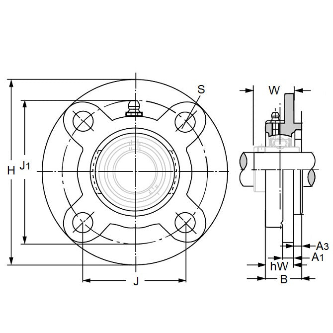 1194772 | FC205 (Each) --- Flanged Round Cast Iron Housings - 115x29.7x6 mm - Cast Iron Housing