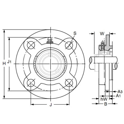 1194772 | FC205 (Each) --- Flanged Round Cast Iron Housings - 115x29.7x6 mm - Cast Iron Housing