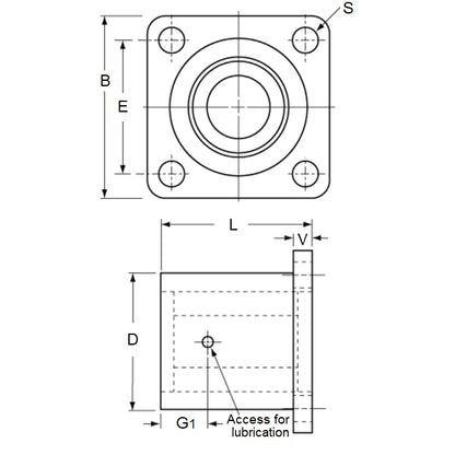 1136608 | LCHF-0254-071-TSS (Each) --- Thomson Super Housings Linear - 25.4x69.85 - 7.1 x 53.98 Smart Flanged