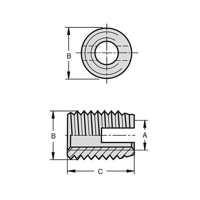 1056470 | IN-TP-048C-10-P-S3 (PK-100) --- Self Tapping Inserts - 10-24 UNC - 4.76mm - 7.09x10 mm For Plastics - Stainless Steel 303/304 Similar to A2, 18-8 HRB80 Insert