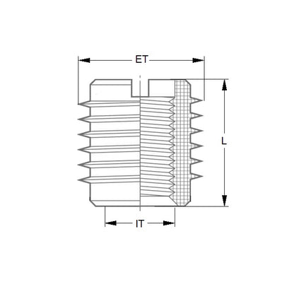1077916 | IN-TP-079F-16-WSS (Each) --- Self Tapping Inserts - 5/16-24 UNF - 7.94mm - 12.7x15.875 mm For Wood