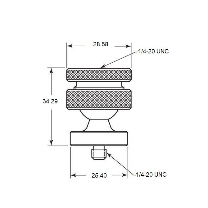 1069658 | CMM-14225RS (Each) --- Ball Positioner Joints - 1/4-20 UNC - 6.35mm - 1/4-20 UNC - 6.35mm - 28.58 mm