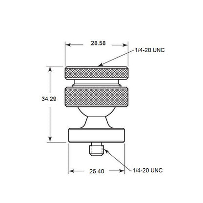 1069658 | CMM-14225RS (Each) --- Ball Positioner Joints - 1/4-20 UNC - 6.35mm - 1/4-20 UNC - 6.35mm - 28.58 mm