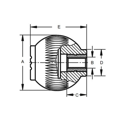 1072219 | KF064C-025-NG (PK-10) --- Ball Knobs - 1/4-20 UNC - 6.35mm - 24.89x9.9 mm Female Threaded - Steel Knob