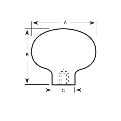 1077469 | KF079C-052-MRPH (Each) --- Mushroom Knobs - 5/16-18 UNC - 7.94mm - 51.6x38.1 mm Round - Phenolic Knob