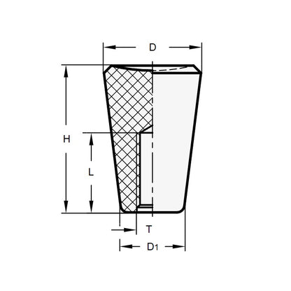 1102799 | KF127-035-LVR (Each) --- Lever Knobs - Hole Size 12.70 Push On 34.93x19.1 mm Unthreaded Bore - Phenolic Knob
