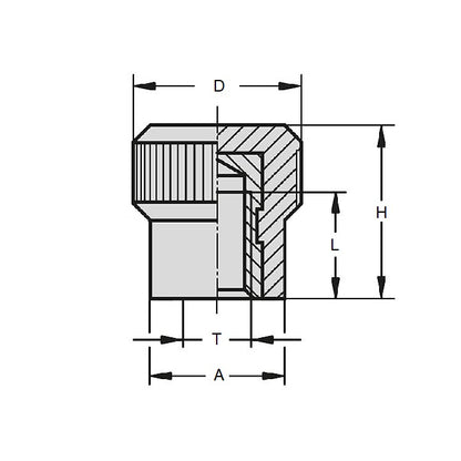 1044281 | KF030M-012-KN-PH (PK-5) --- Knurled Knobs - M3 - 3x0.5mm - 12x6.5 mm Female - Thermoplastic Knob