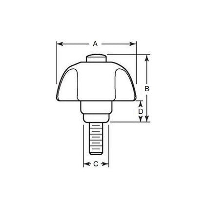 1082184 | KM080M-050-3L-SAF47 (Each) --- Lobe Knobs - M8 - 8x1.25mm - 50x47 mm Three Lobe - Plastic Knob