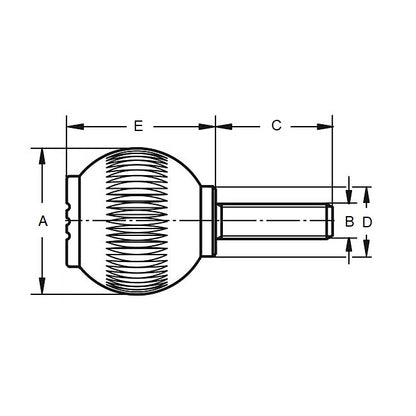 1086758 | KM095C-040-NG (PK-10) --- Ball Knobs - 3/8-16 UNC - 9.53mm - 39.88x20.1 mm Male Threaded - Steel Knob