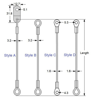 1225772 | FPC-24RS (Each) --- Nylon Coated Steel Lanyards - 609 mm A - Stainless Steel Lanyard