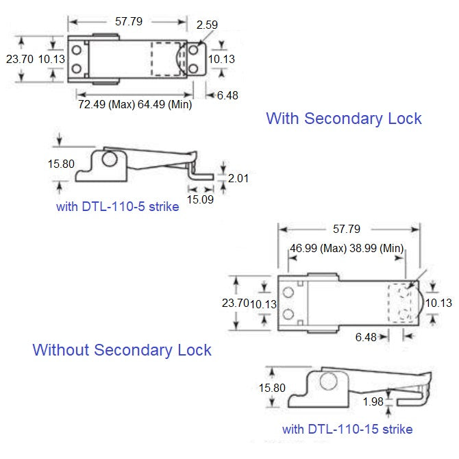 1230973 | DTL-110AXRS (Each) --- 110 Series Latches - Latch Yes 7.87 mm Adjustable Grip