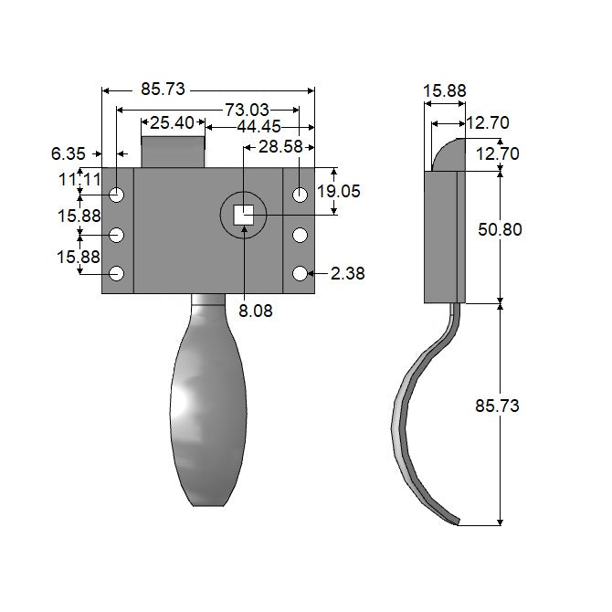 1230471 | HH-107RS (Each) --- Latching Cab Locks Handles - Right Hand - - -