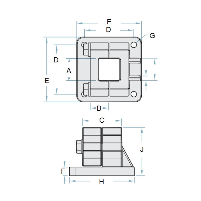 1152132 | LCSQCL-0381-F (Each) --- Housing Clamps Square Linear - 38.1 mm Flanged Base 33.99 mm