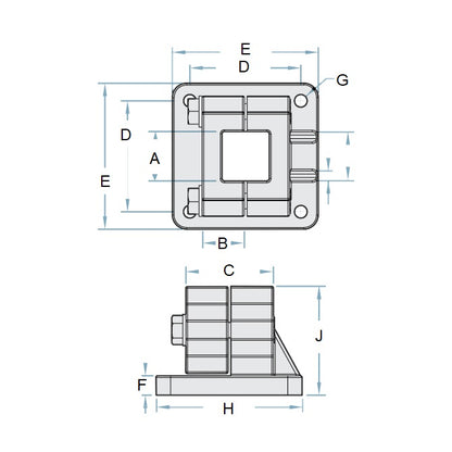 1152132 | LCSQCL-0381-F (Each) --- Housing Clamps Square Linear - 38.1 mm Flanged Base 33.99 mm