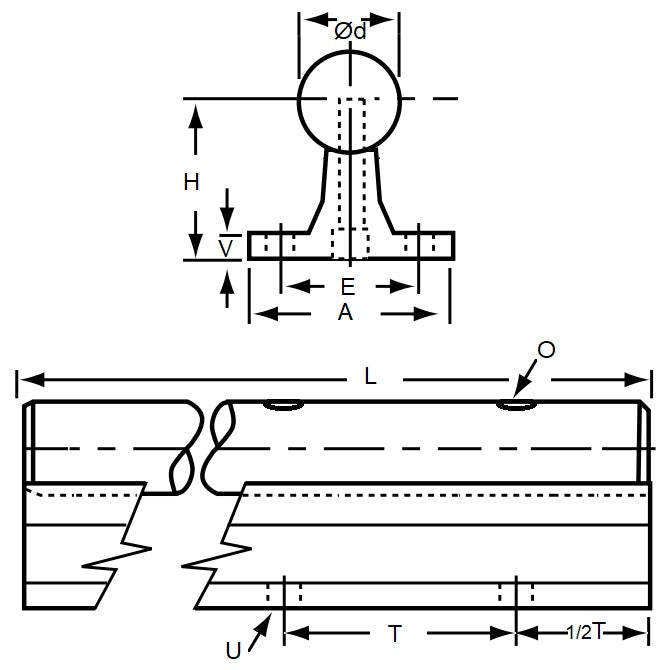 1121589 | TLM-1952RS (Each) --- Rail Supports Linear - 19.05x38.1x609.6 mm With Shaft