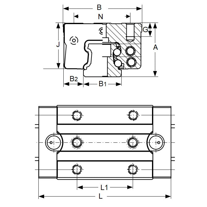 1124767 | TLM-3092RS (Each) --- Rail Systems Type 3 Carriage Linear - Size Reference 20 - 30x44 mm Narrow