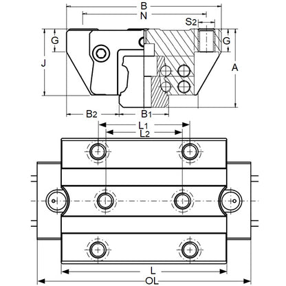 1142549 | TLM-3099RS (Each) --- Rail Systems Type 2 Carriage Linear - Size Reference 30 - 42x90 mm Standard