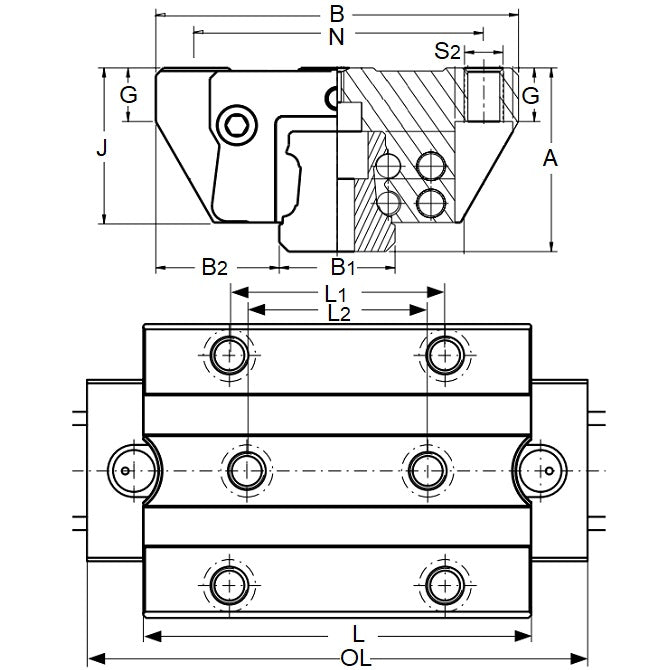 1148793 | TLM-3190RS (Each) --- Rail Systems Type 3 Carriage Linear - Size Reference 35 - 48x100 mm Standard