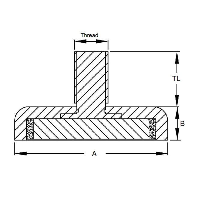 1174648 | MAG-CP-067-10-03-SD (Each) --- Cup Assemblies Stud Magnets - 66.68x9.53 mm - 3/8-16 UNC