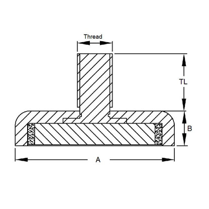 1165073 | MAG-CP-052-08-10-SD-A (Each) --- Cup Assemblies Stud Magnets - 51.59x7.94 mm - 10-24 UNC