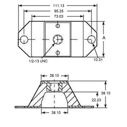 1169238 | MCOM-0059-051 (Each) --- Compression Mounts - 58.967 Kg - 50.8x111.125 mm - Neoprene Rubber Mount