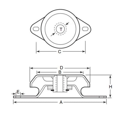 1209153 | MVI-0181-C2 (Each) --- Vibration Isolation Mounts - 181 Kg - 113.4 Kg - 92.08 mm Cup Style 2 - Steel Mount