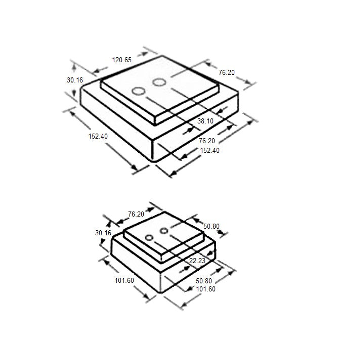 1191075 | MLM-4540-101-MC (Each) --- Levelling Studded Machine Mounts - 101.6 x 101.6 30.2 mm - 80  - Aluminium - Steel - Elastomer Duro 80 Mount