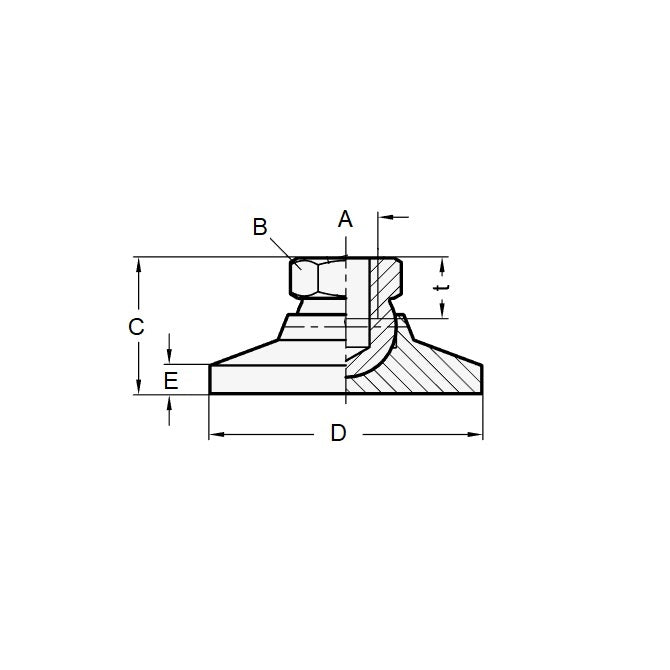 1121920 | MLF-191C-S6 (Each) --- Levelling Socket Mounts - 3/4-10 UNC - 19.05mm - 76.2x38.1 mm Standard - Stainless Steel 316 Similar to A4, 18-10 Mount