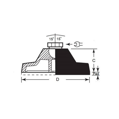 1144026 | TMF-603RS (Each) --- Levelling Bonded Neoprene Mounts - 31.0 to 81.5 Kg 2.032x5.08 mm No Stud