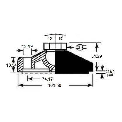 1103696 | MLF-127C-S3NY-2LH (Each) --- Levelling Socket Mounts - 1/2-13 UNC - 12.7mm - 101.6x18.5 mm Standard - Stainless Steel Mount
