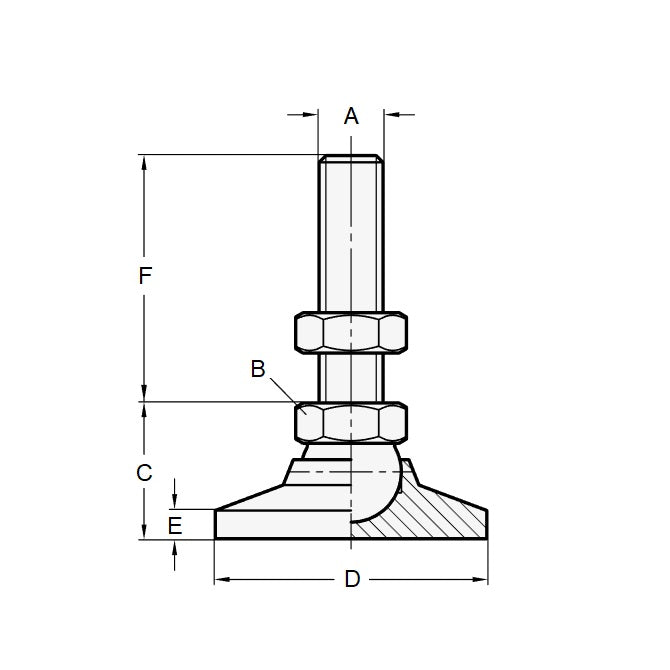 1125633 | MSM-200M-200-CZRP (PK-4) --- Levelling Studded Mounts - M20 - 20x2.5mm - 60x42 mm Swivel - Steel Mount