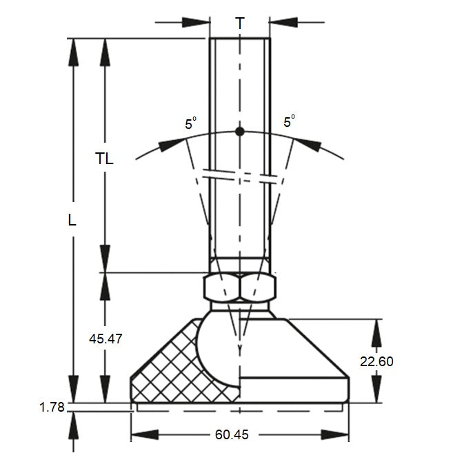 1112257 | MLM-1180-159C-NS3-2LH (Each) --- Levelling Studded Mounts - 5/8-11 UNC - 15.88mm - 101.6x18.5 mm Light Duty - Stainless Steel Mount
