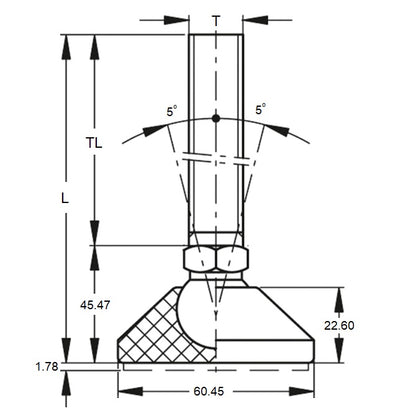 1112258 | MLM-159C-150-S3NY-LA0LH-101 (Each) --- Levelling Studded Mounts - 5/8-11 UNC - 15.88mm - 101.6x18.5 mm Light Duty - Stainless Steel Mount