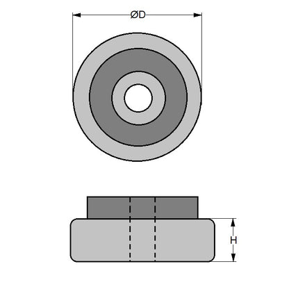 1145419 | MLP-0032-CR (Each) --- Levelling Cover Pads Mounts - 32 mm - 3.05 - - - Neoprene Rubber Mount