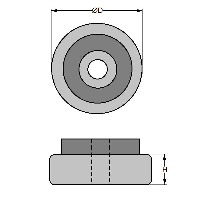 1153332 | MLP-0040-CR (Each) --- Levelling Cover Pads Mounts - 39.9 mm - 3.05 - - - Neoprene Rubber Mount