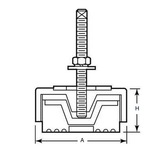 1226142 | MVI-0680-PC (Each) --- Vibration Isolation Pads Mounts - 680.4 Kg - 453.6 Kg - 88.9 Compression Shear - Steel and Neoprene Mount